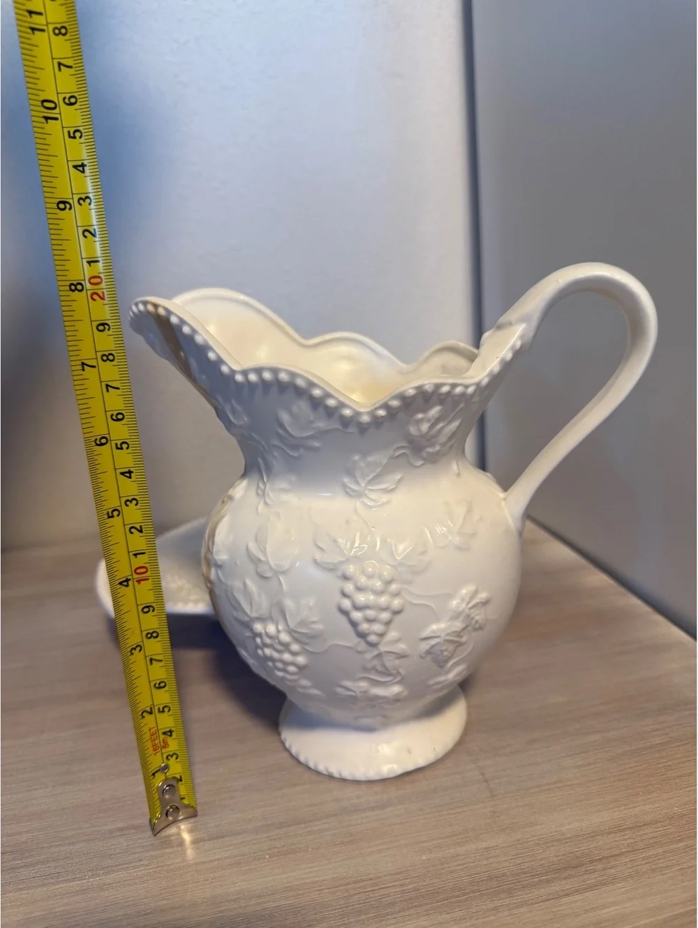 Vintage Ardco Fine Quality Dallas White Pitcher Made in Japan Shabby
